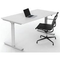 Bureau droit Inesa avec pied réglable en T Blanc 160 cm thumbnail image 5