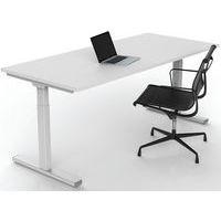 Bureau droit Inesa avec pied réglable en T Blanc 180 cm thumbnail image 5