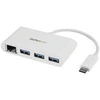 Hub USB- C à 3 ports avec Gigabit Ethernet-USB 3.0-USB-C vers 3x USB-A-Blanc thumbnail image