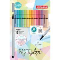 Etui carton 15 feutres de dessin pen 68 couleurs pastel - Stabilo thumbnail image