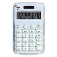 Calculatrice de poche scolaire 8 chiffres blanche - Sign thumbnail image