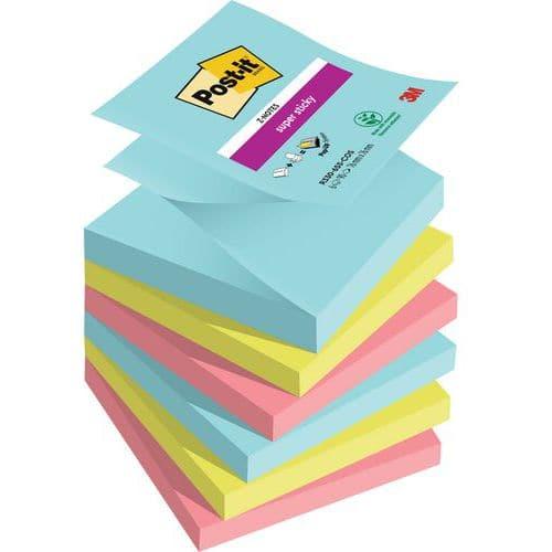 Lot 6blocs 90feuilles 76x76mm assorties z notes super sticky - Post-it fullname image