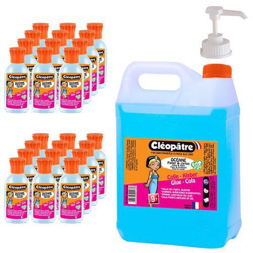 Schoolpack 24 flacons 50 ml + 1 flacon 5 litres colle océane bleue + 1 pompe doseuse thumbnail image 1