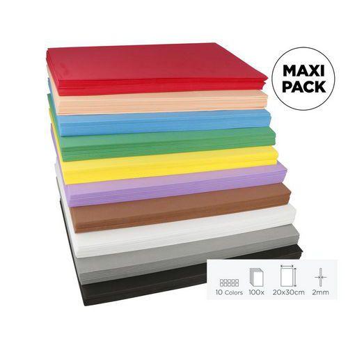 Maxi-pack 100 plaques mousse EVA 20x30 cm x2 mm 10 couleurs - Innspiro fullname image