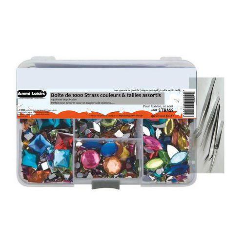 Boite de 1000 Strass formes & couleurs assorties + 4 pinces - Ammi fullname image