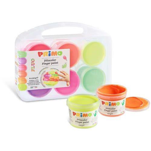 Set de 6 pots 100g gouache aux doigts fluo - Primo fullname image