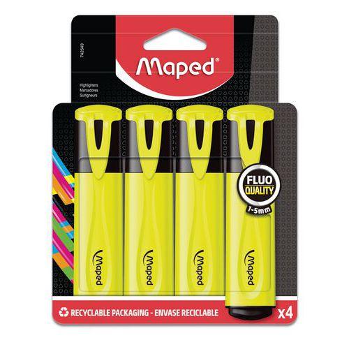 Gros fluo MAPED (Pochette de 4) - jaune thumbnail image 1