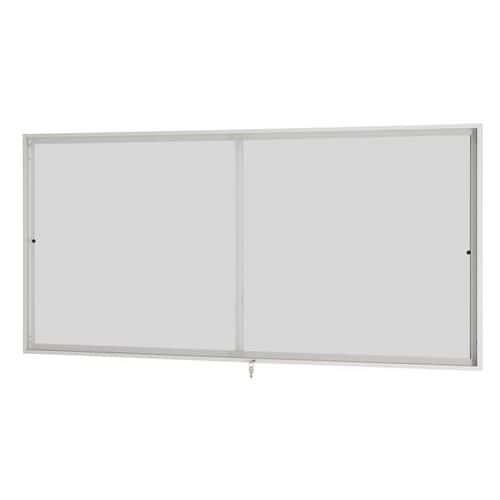 Vitrine intérieur porte coulissante fond acier coloris gris H 68 cm x L 160 cm thumbnail image 1