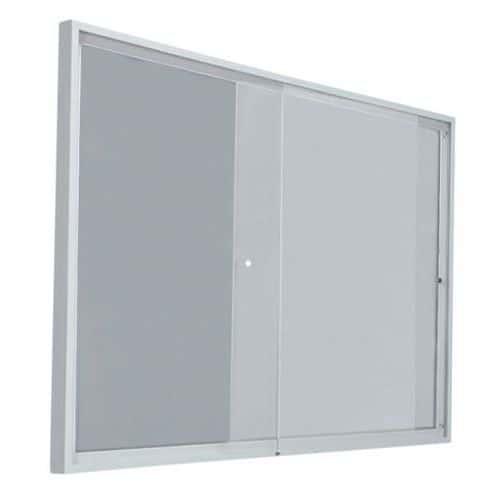 Vitrine intérieur porte coulissante fond acier coloris gris H 68 cm x L 137 cm thumbnail image 1