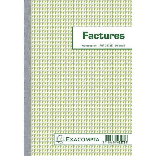 Manifold Factures avec mention TVA Exacompta - 21 x 14,8cm - 50 feuillets double - Autocopiant fullname image