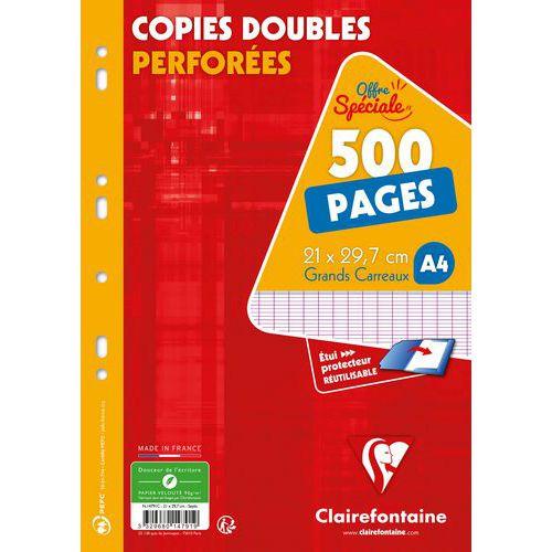 Copies doubles perforées Seyès 500p 90g 21x29,7 Clairefontaine fullname image