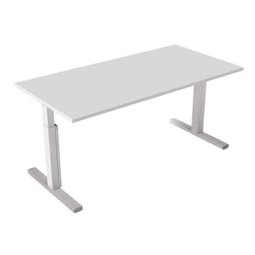 Bureau droit Inesa avec pied réglable en T Blanc 160 cm thumbnail image 1