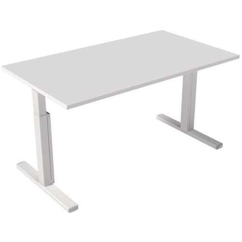 Bureau droit Inesa avec pied réglable en T Blanc 140 cm thumbnail image 1