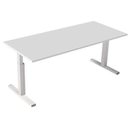 Bureau droit Inesa avec pied réglable en T Blanc 180 cm thumbnail image 1