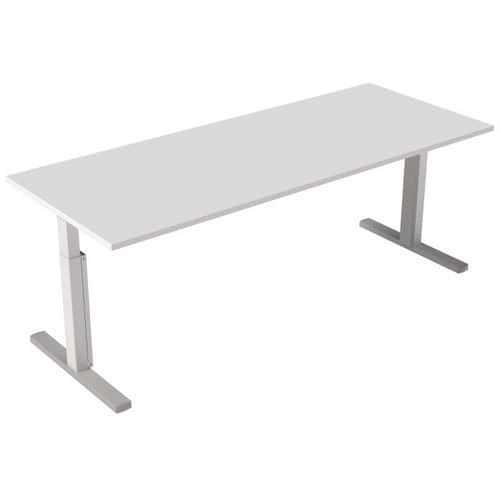 Bureau droit Inesa avec pied réglable en T Blanc 220 cm thumbnail image 1