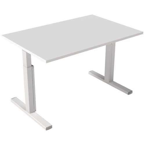 Bureau droit Inesa avec pied réglable en T Blanc 120 cm thumbnail image 1