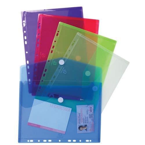 Lot de 10 Sachet de 5 pochettes-enveloppes perforées polypropylène A4 thumbnail image 1