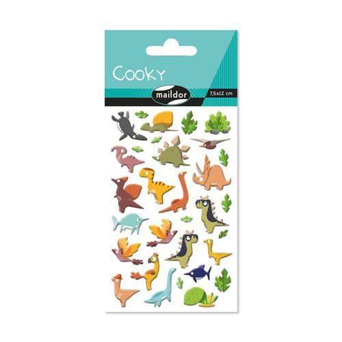 Etui stickers 3d cooky 1 planche dinosaures - Maildor fullname image