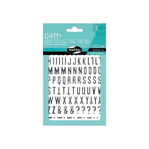 Etui 228 gommettes glitty alphabet / chiffres, noir - Maildor fullname image