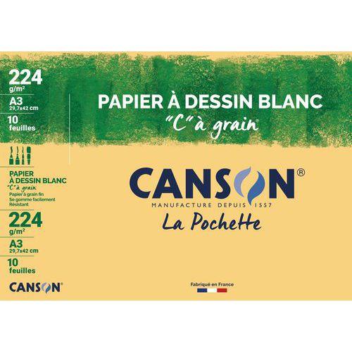 Pochette 10 feuilles dessin blanc 224g - Canson fullname image