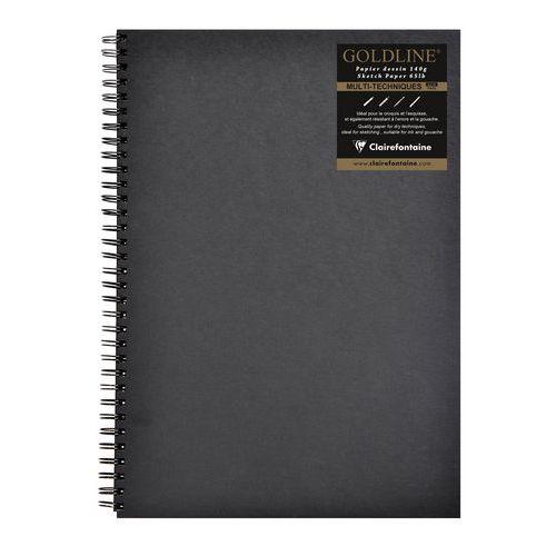 Carnet Spiralé Goldline 140g papier noir - Clairefontaine fullname image