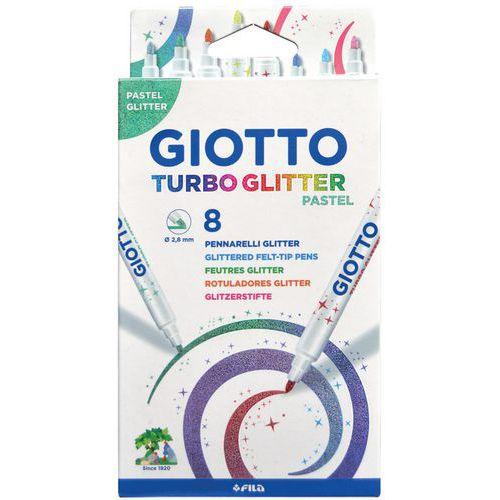 Etui 8 feutres paillettes couleurs pastel assorties glitter - Giotto fullname image