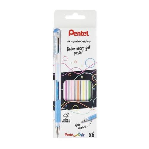 Pochette 6 stylos encre gel pastel - Pentel fullname image