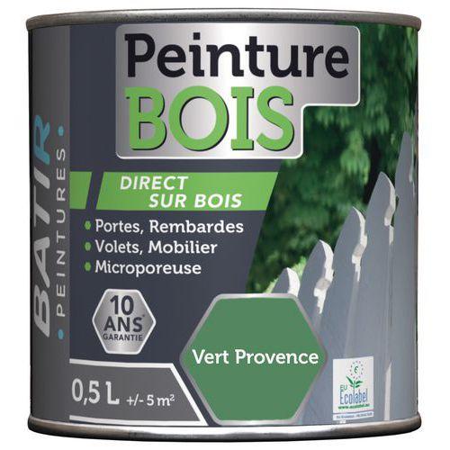 Peinture bois ecolabel Batir - 0,5L vert provence thumbnail image 1