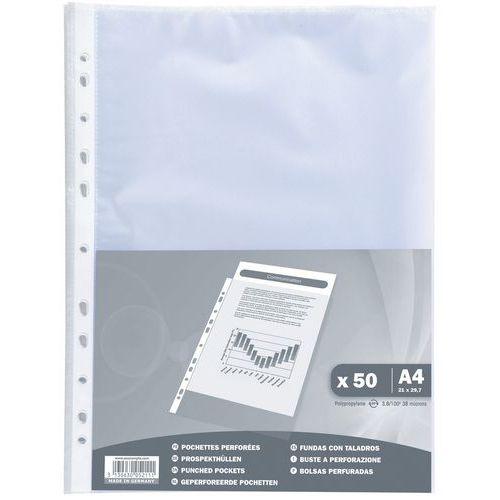 Lot de 20 Sachet de 50 pochettes perforées PP Grainé 38 microns - A4 thumbnail image 1