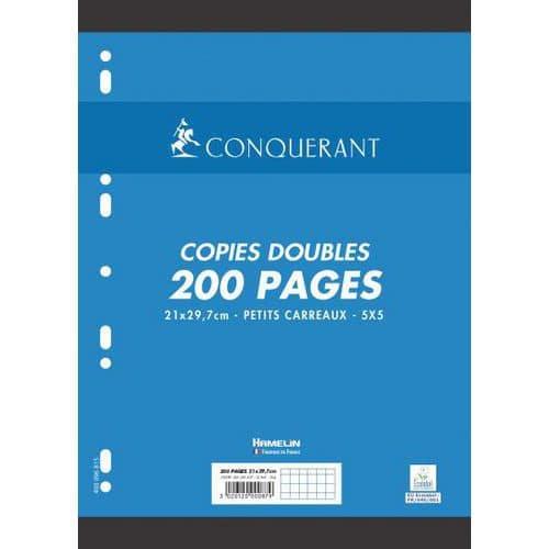 Etui 50 copies doubles 200 pages 70g A4 perforées 5x5 - Conquerant fullname image