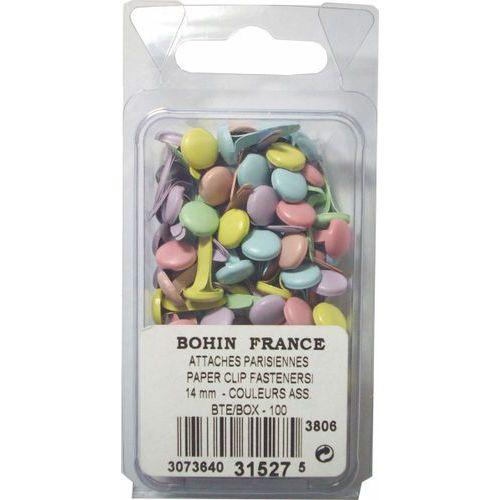 Boite 100 attaches parisiennes 14 mm couleurs assorties thumbnail image 1