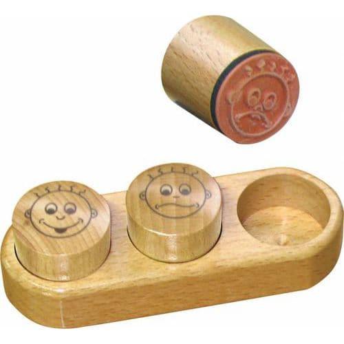 Ensemble de 3 tampons de notation sur socle bois - Créa Lign fullname image