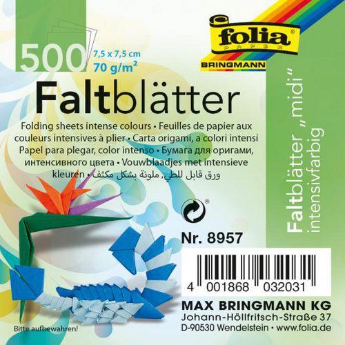 Paquet 500 feuilles papier 70g origami 7,5 x 7,5 cm assorties - Folia fullname image