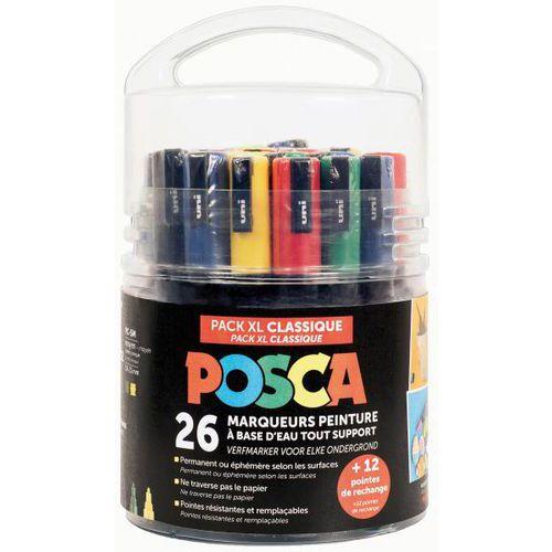 Seau 26 marqueurs peinture Posca couleurs classiques et pointes assorties thumbnail image 1