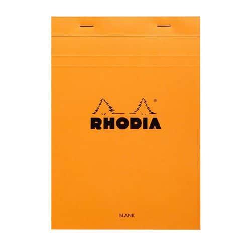 Bloc agrafé orange 80 feuilles unies blanches - Rhodia thumbnail image 1