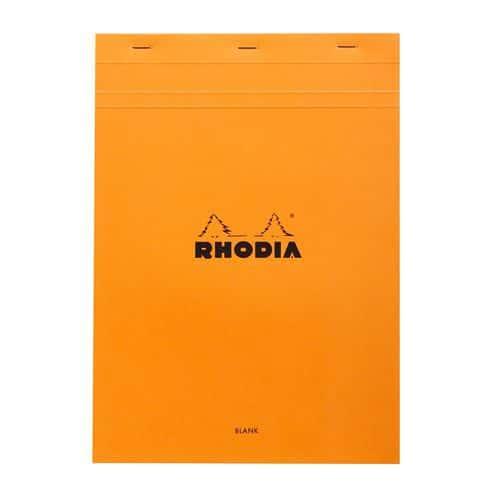 Bloc agrafé orange 80 feuilles unies blanches - Rhodia fullname image