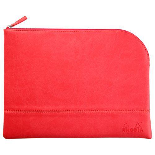 Pochette zippée en simili cuir italien taille L corail thumbnail image 1