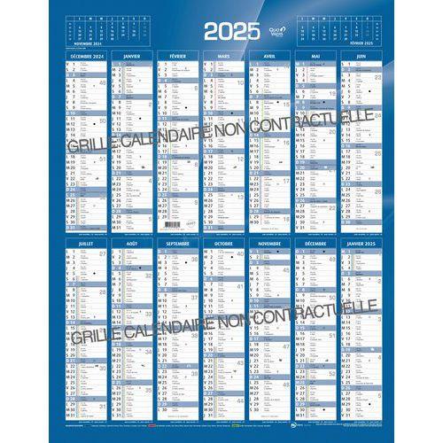 Lot de 10 Calendrier annuel vertical fr bleu par 10 - 43x55cm thumbnail image 1