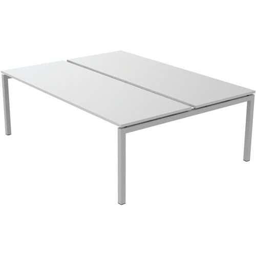 Bureau droit Bench 2 places Inesa Blanc 220 cm thumbnail image 1