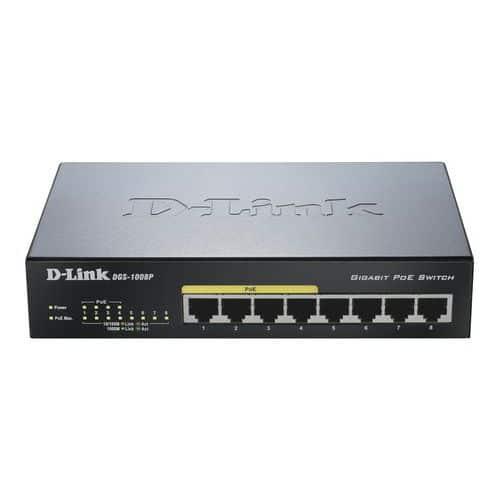 Switch 8 ports dont 4 le PoE/PoE+ DGS-1008P - D-Link thumbnail image 1