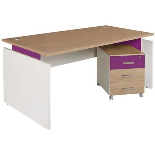 Pack bureau droit Linéo Chêne + caisson mobile Simmob fullname image