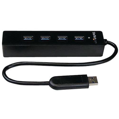 Hub USB 3.0 portable à 4 ports avec câble intégré Noir StarTech fullname image