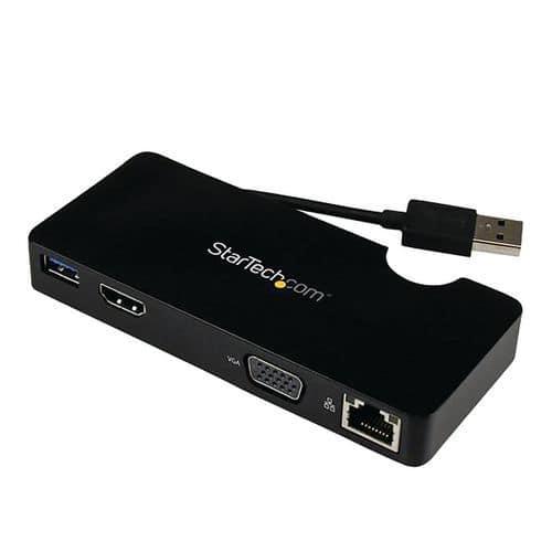 Mini station d'accueil USB 3.0 universelle portable HDMI, VGA, Gigabit Ethernet fullname image