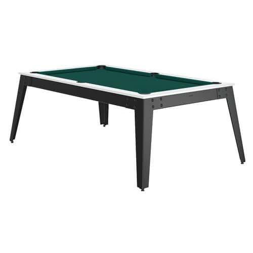 Billard Steel cadre blanc - tapis vert - pieds gris thumbnail image 1