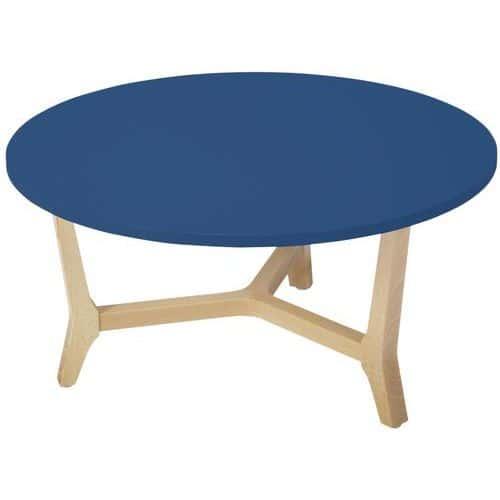 Table basse Zélos Ø 80 cm 1 plateau Bleu pied hêtre naturel thumbnail image 1