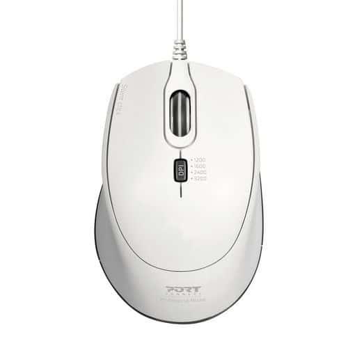 Souris Pro silencieuse filaire blanche - Port connect thumbnail image 1