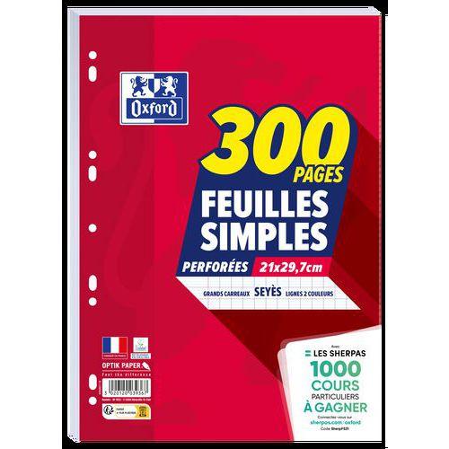 Feuillets mobiles 200 pages seyes 90g perforées A4 + 100 pages offertes (Etui de 100) thumbnail image 1