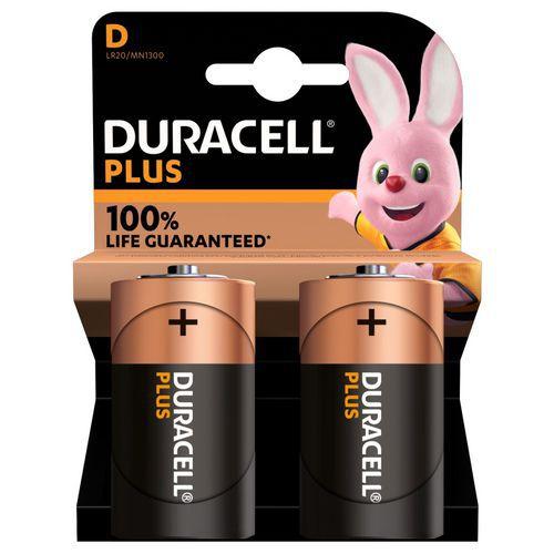 Pile alcaline LR20/D x2 DURACELL 100%PLUS thumbnail image 1