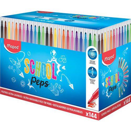 Schoolpack de 144 feutres pointe conique 3.6mm en 12 couleurs assorties School Peps Maped thumbnail image 1