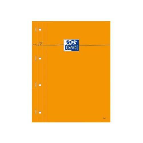 OXFORD Bloc-Notes Perforé Orange A4+ Petits Carreaux 5mm Margés 80 Feuilles Agrafées Côté Couverture Carte End thumbnail image 1